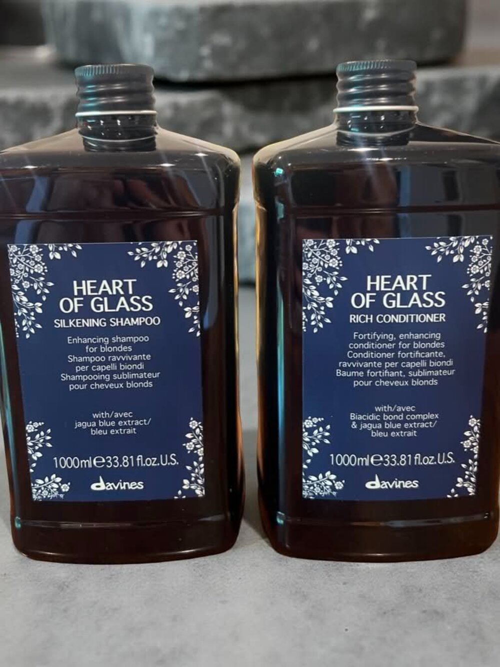Davines Heart Of Glass Sheer Glaze Blond Shampoo Conditioner 33.8 oz